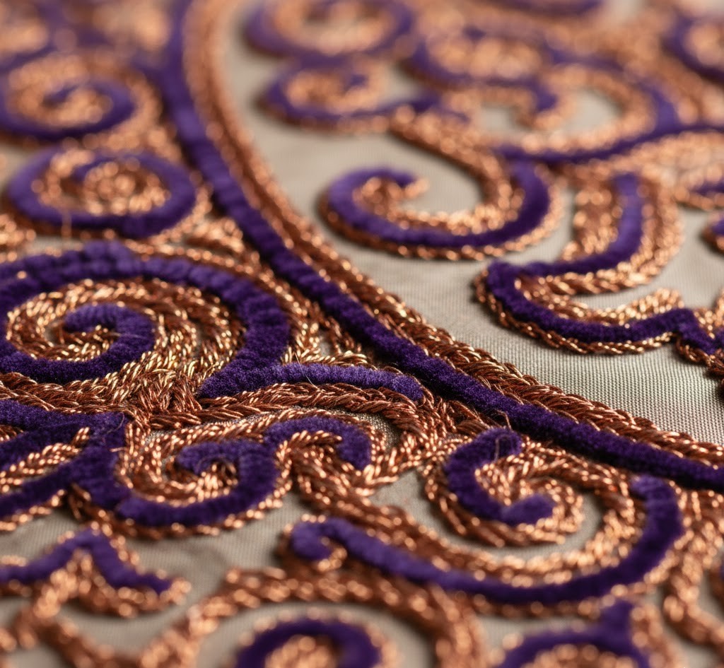 Detail van handgemaakte stiksels