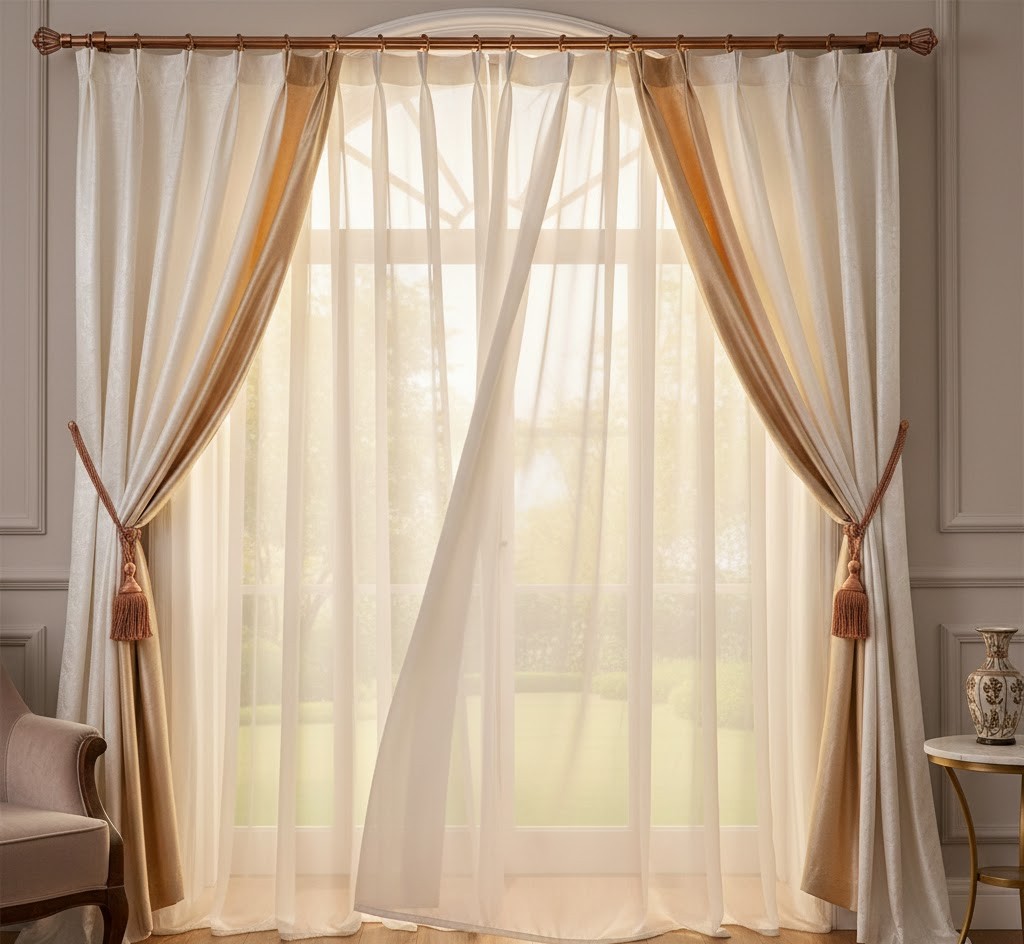 Elegante zijden gordijnen